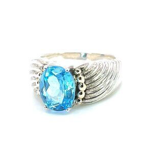 Clyde Duneier 925 Silver Oval Blue Topaz Ring | Size 6.5 | Pre-Owned Elegance